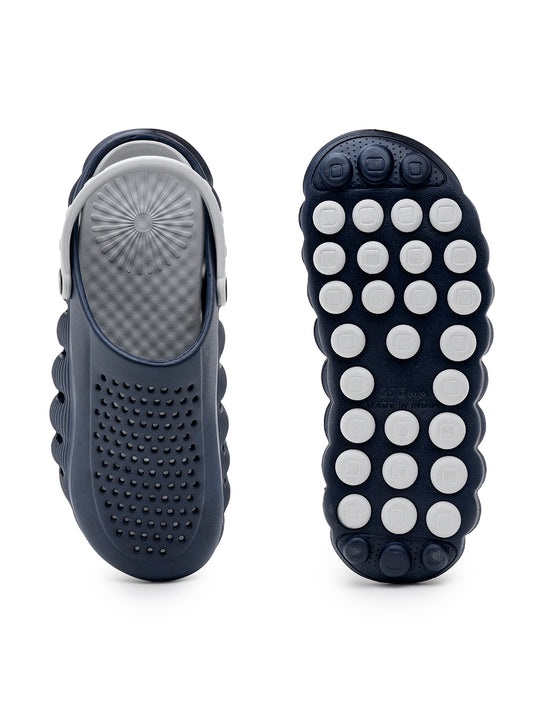 Men's Navy & Grey Colourblock Clogs