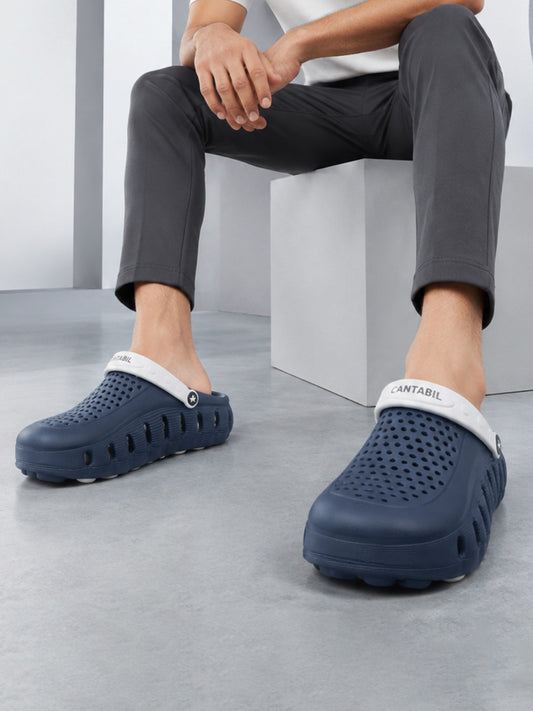 Men's Navy & Grey Colourblock Clogs