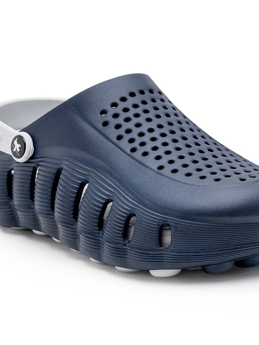 Men's Navy & Grey Colourblock Clogs