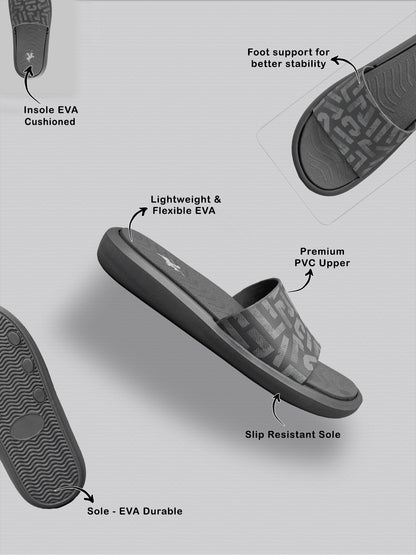 Men's Grey Printed Sliders