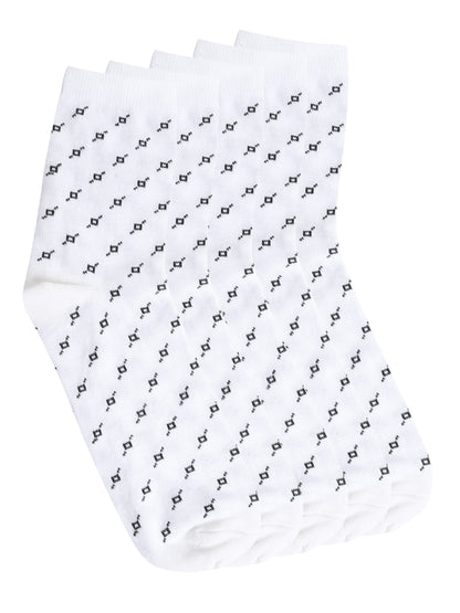 Men's White Basic Crew Length Socks -Pack of 5