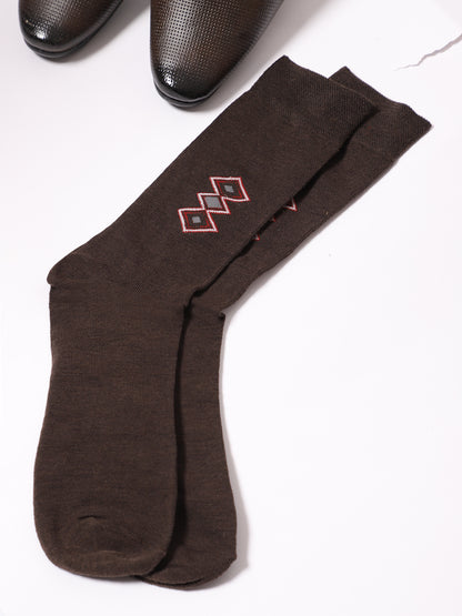 Men's Brown Basic Crew length Socks -Pack of 5
