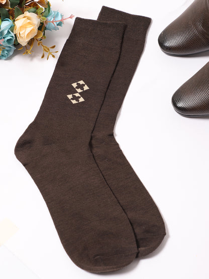 Men's Brown Basic Crew length Socks -Pack of 5