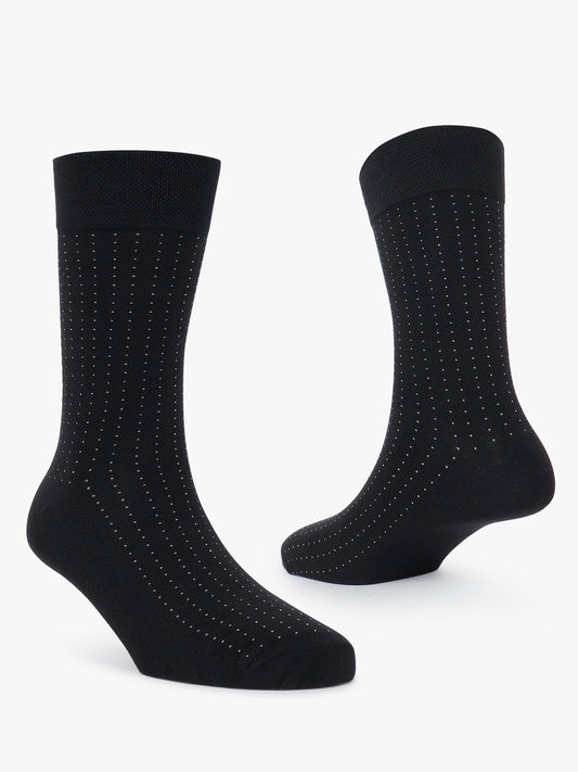 Men's Pack Of 5 Black Crew Length Printed Casual Socks