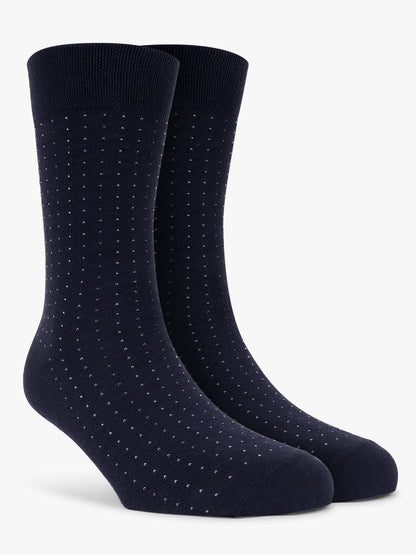 Men Printed Cotton Blend Socks Navy Blue Pack of 5 Socks