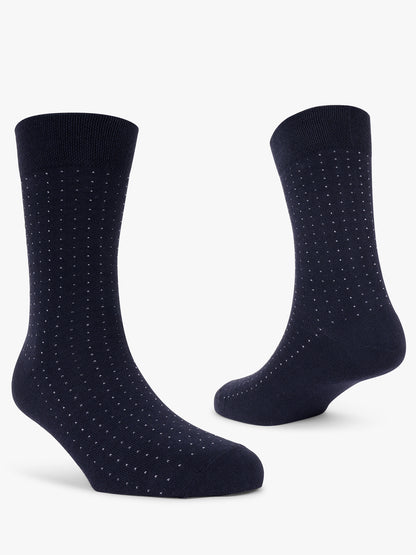 Men Printed Cotton Blend Socks Navy Blue Pack of 5 Socks