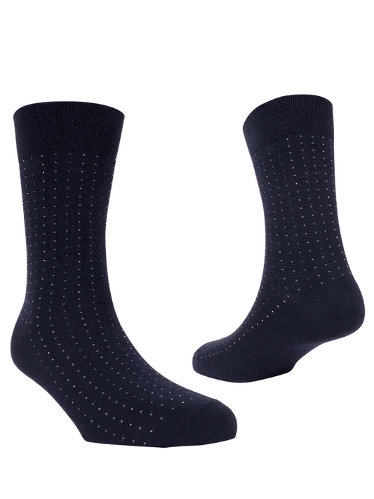 Men Printed Cotton Blend Socks Navy Blue Pack of 5 Socks