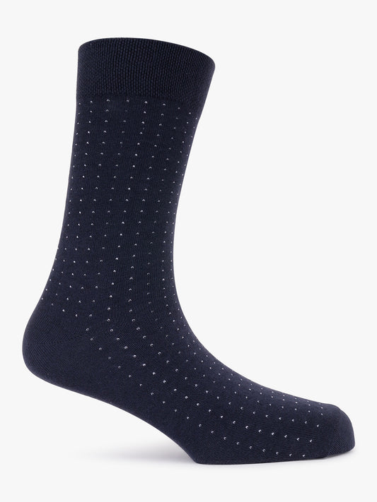 Men Printed Cotton Blend Socks Navy Blue Pack of 5 Socks