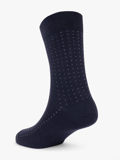 Men Printed Cotton Blend Socks Navy Blue Pack of 5 Socks