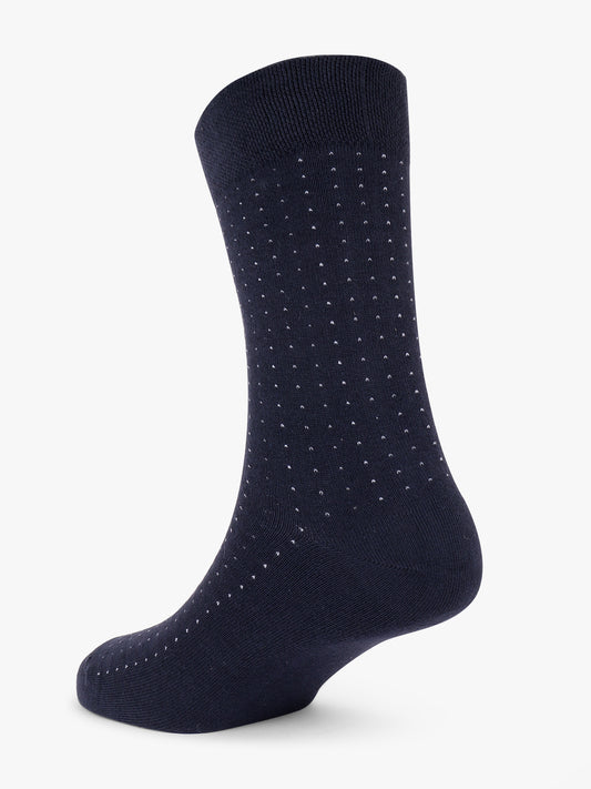 Men Printed Cotton Blend Socks Navy Blue Pack of 5 Socks