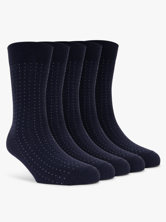 Men Printed Cotton Blend Socks Navy Blue Pack of 5 Socks