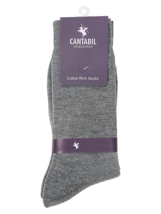 Men's Grey Melange Basic Crew length Socks -Pack of 3