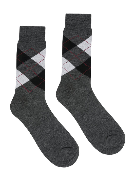 Men's Grey Melange Basic Crew length Socks -Pack of 3