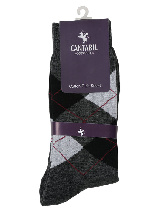 Men's Grey Melange Basic Crew length Socks -Pack of 3