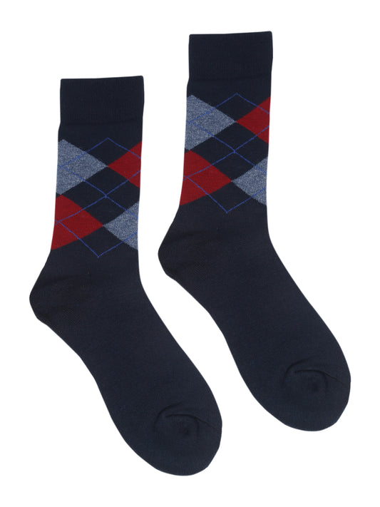 Men's Navy Blue Basic Crew length Socks -Pack of 3