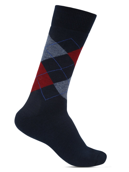 Men's Navy Blue Basic Crew length Socks -Pack of 3