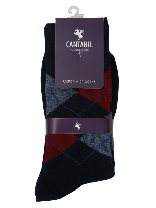 Men's Navy Blue Basic Crew length Socks -Pack of 3