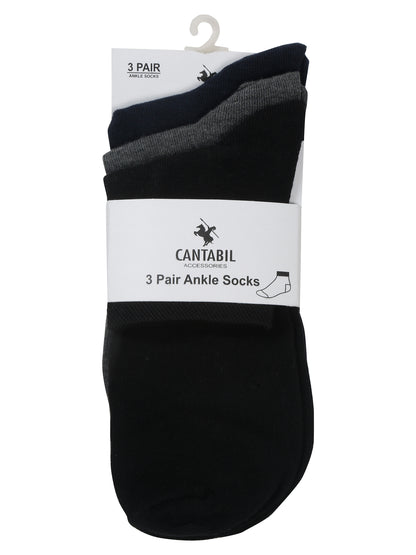 Men's Mix (Navy,Grey,Black) Basic Ankle length Socks -Pack of 3