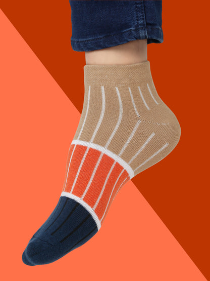 Men's Beige Fashion Ankle length  Socks -Pack of 5