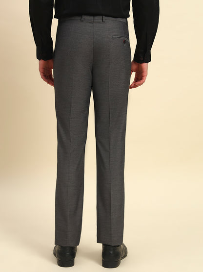 Formal Trouser for Men l Breathable & Soft with Color Fastness Regular Fit Poly Viscose Fabric Self Design Pattern Hook & Bar Closure