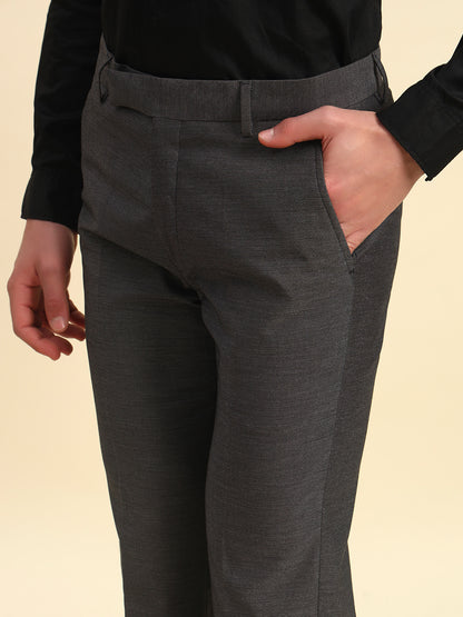 Formal Trouser for Men l Breathable & Soft with Color Fastness Regular Fit Poly Viscose Fabric Self Design Pattern Hook & Bar Closure