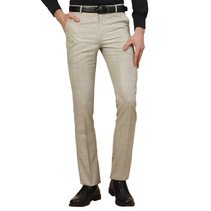 Formal Trouser for Men | Breathable & Soft with Color Fastness Regular Fit Poly Vicose Fabric Check Pattern Hook & Bar Closure