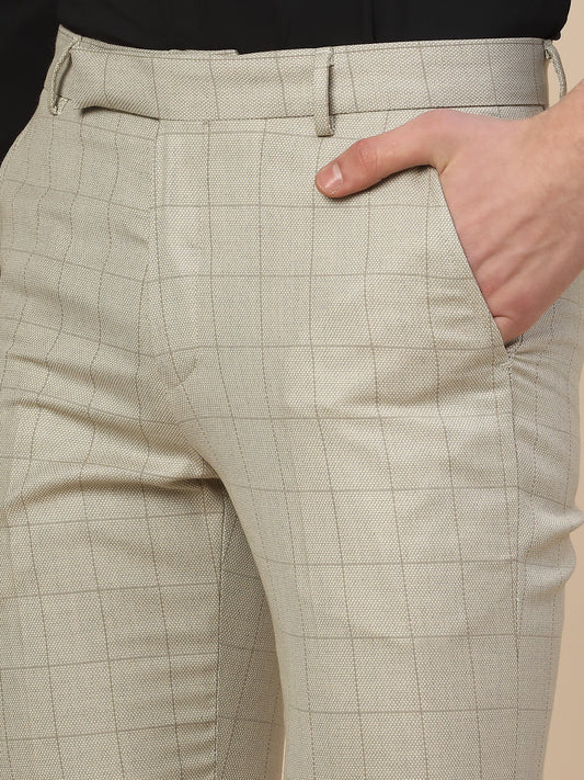 Formal Trouser for Men | Breathable & Soft with Color Fastness Regular Fit Poly Vicose Fabric Check Pattern Hook & Bar Closure