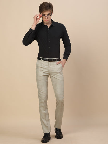 Formal Trouser for Men | Breathable & Soft with Color Fastness Regular Fit Poly Vicose Fabric Check Pattern Hook & Bar Closure