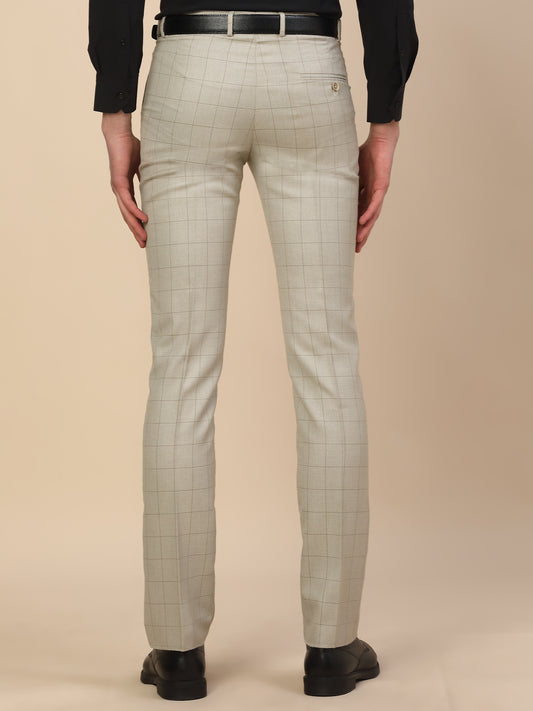 Formal Trouser for Men | Breathable & Soft with Color Fastness Regular Fit Poly Vicose Fabric Check Pattern Hook & Bar Closure