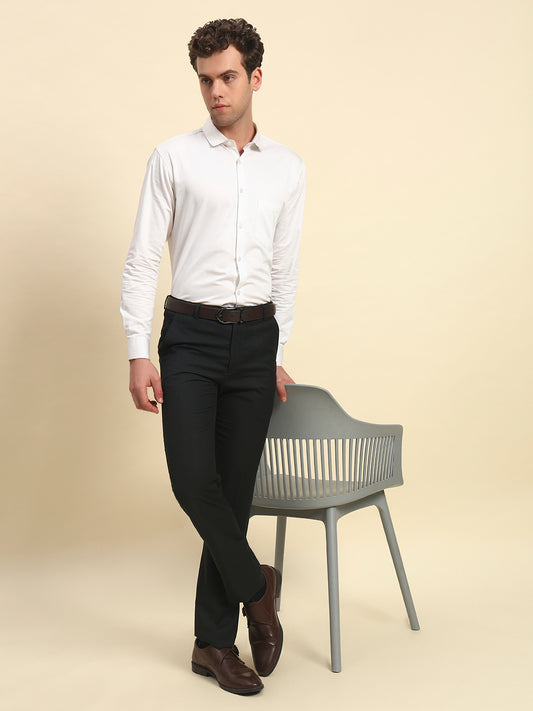 Formal Trouser for Men l Breathable & Soft with Color Fastness Regular Fit Terry Rayon Fabric Checkered Pattern Hook & Bar Closure