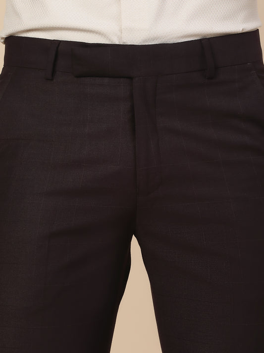 Formal Trouser for Men | Breathable & Soft with Color Fastness Regular Fit Terry Rayon Fabric Check Pattern Hook & Bar Closure