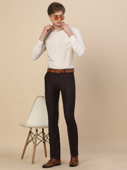 Formal Trouser for Men | Breathable & Soft with Color Fastness Regular Fit Terry Rayon Fabric Check Pattern Hook & Bar Closure