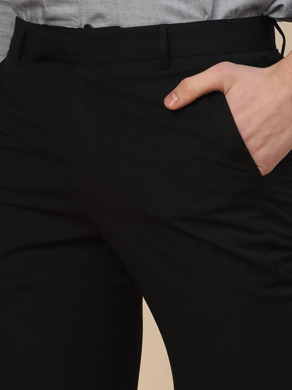 Formal Trouser for Men | Breathable & Soft with Color Fastness Regular Fit Poly Vicose Fabric Solid Pattern Hook & Bar Closure