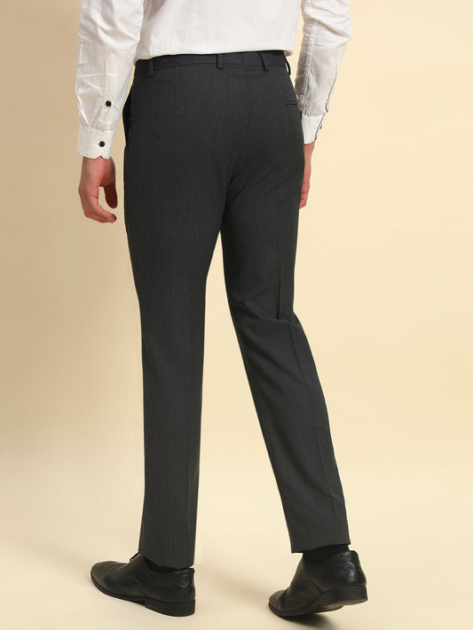 Formal Trouser for Men l Breathable & Soft with Color Fastness Regular Fit Poly Viscose Fabric Self Design Pattern Hook & Bar Closure