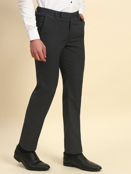Formal Trouser for Men l Breathable & Soft with Color Fastness Regular Fit Poly Viscose Fabric Self Design Pattern Hook & Bar Closure