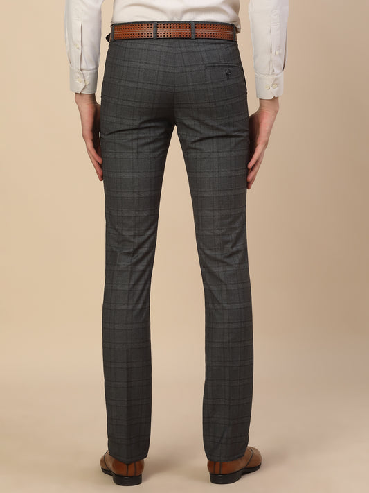 Formal Trouser for Men | Breathable & Soft with Color Fastness Regular Fit Terry Rayon Fabric Checkered Pattern Hook & Bar Closure