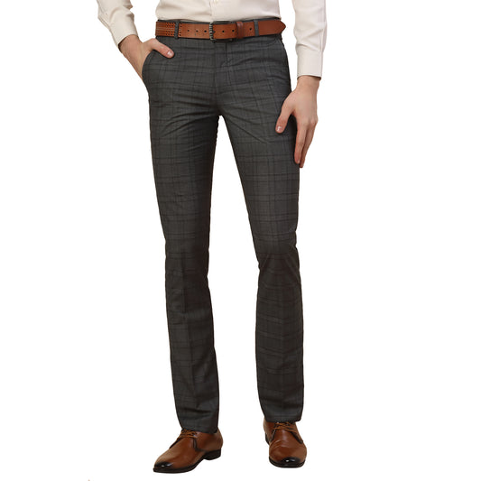 Formal Trouser for Men | Breathable & Soft with Color Fastness Regular Fit Terry Rayon Fabric Checkered Pattern Hook & Bar Closure