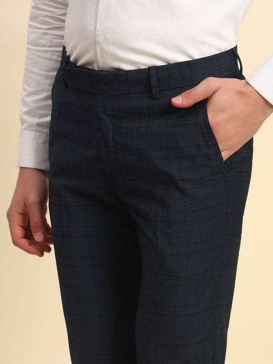 Formal Trouser for Men l Breathable & Soft with Color Fastness Regular Fit Terry Rayon Fabric Checkered Pattern Hook & Bar Closure