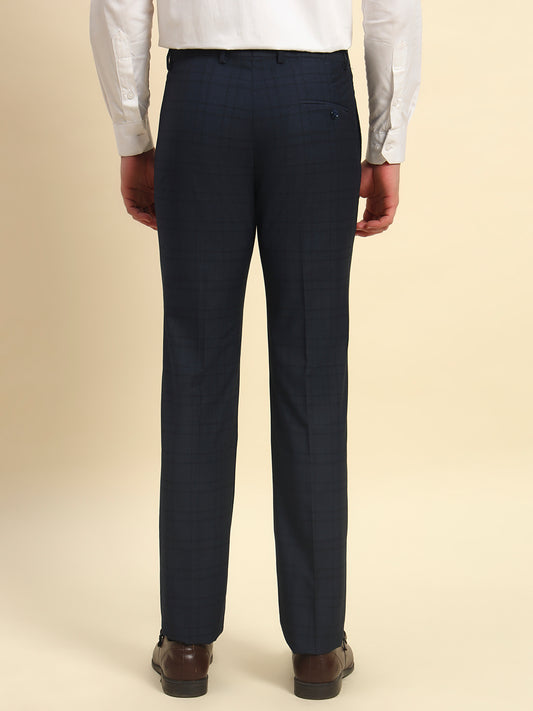 Formal Trouser for Men l Breathable & Soft with Color Fastness Regular Fit Terry Rayon Fabric Checkered Pattern Hook & Bar Closure