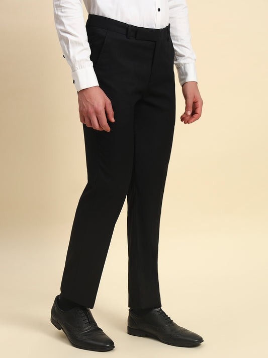 Formal Trouser for Men l Breathable & Soft with Color Fastness Regular Fit Terry Rayon Fabric Solid Pattern Hook & Bar Closure