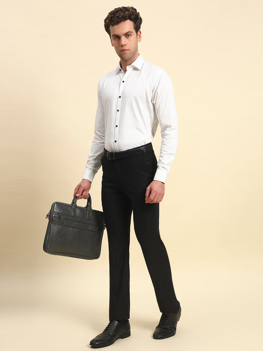 Formal Trouser for Men l Breathable & Soft with Color Fastness Regular Fit Terry Rayon Fabric Solid Pattern Hook & Bar Closure