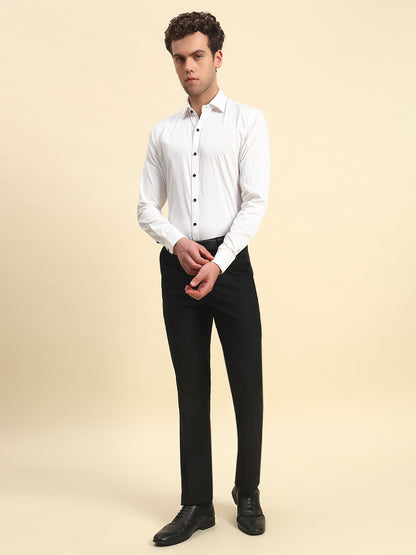 Formal Trouser for Men l Breathable & Soft with Color Fastness Regular Fit Terry Rayon Fabric Solid Pattern Hook & Bar Closure