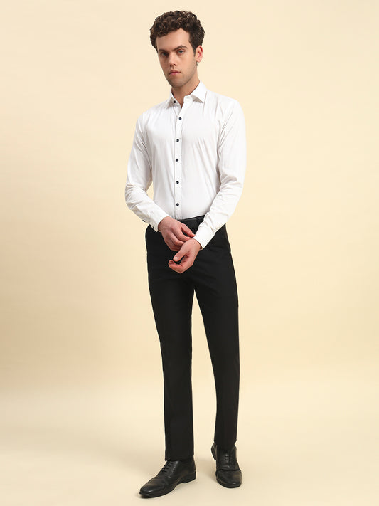 Formal Trouser for Men l Breathable & Soft with Color Fastness Regular Fit Terry Rayon Fabric Solid Pattern Hook & Bar Closure