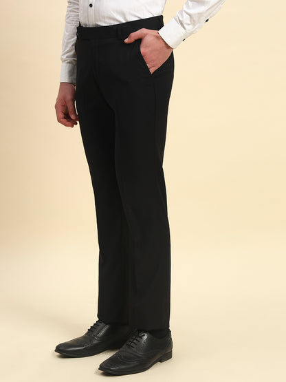 Formal Trouser for Men l Breathable & Soft with Color Fastness Regular Fit Terry Rayon Fabric Self Design Pattern Hook & Bar Closure