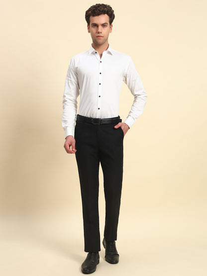 Formal Trouser for Men l Breathable & Soft with Color Fastness Regular Fit Terry Rayon Fabric Self Design Pattern Hook & Bar Closure