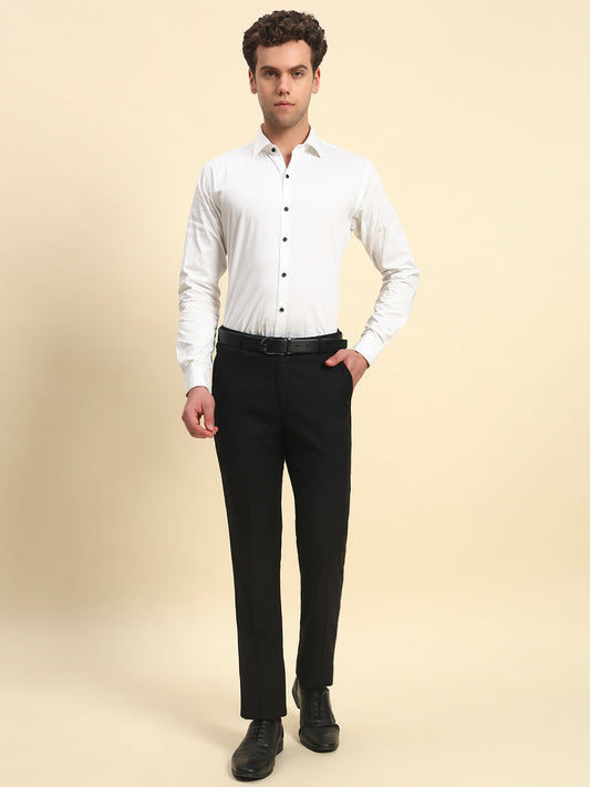 Formal Trouser for Men l Breathable & Soft with Color Fastness Regular Fit Terry Rayon Fabric Solid Pattern Hook & Bar Closure