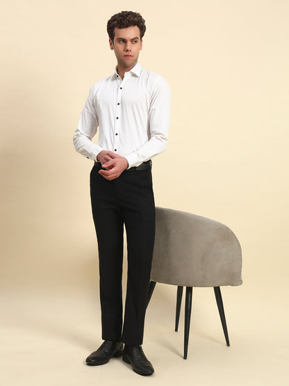 Formal Trouser for Men l Breathable & Soft with Color Fastness Regular Fit Terry Rayon Fabric Self Design Pattern Hook & Bar Closure