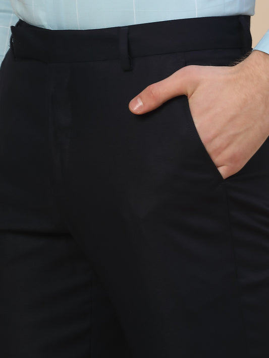 Formal Trouser for Men | Breathable & Soft with Color Fastness Regular Fit Terry Rayon Fabric Self Design Pattern Hook & Bar Closure