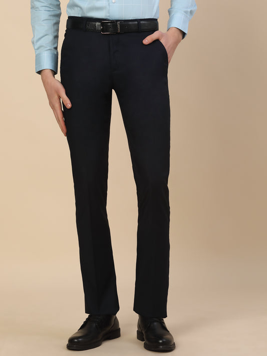Formal Trouser for Men | Breathable & Soft with Color Fastness Regular Fit Terry Rayon Fabric Self Design Pattern Hook & Bar Closure