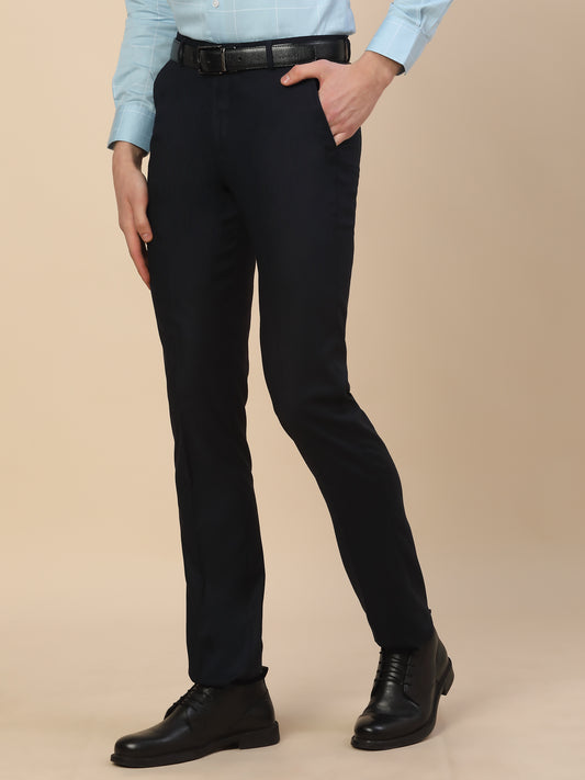 Formal Trouser for Men | Breathable & Soft with Color Fastness Regular Fit Terry Rayon Fabric Self Design Pattern Hook & Bar Closure